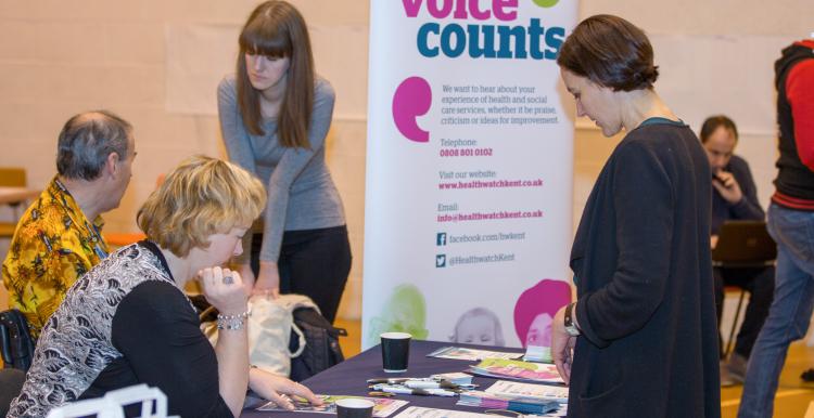 Local Healthwatch in action at an community event gathering people's experiences.