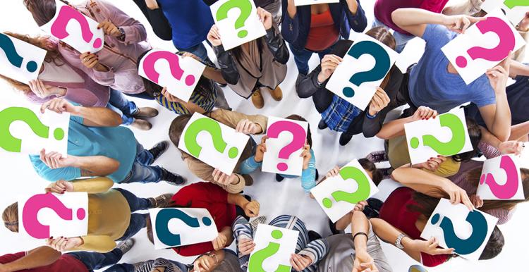 A picture of a lot of question marks in different colours