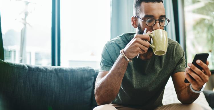 Man drinking coffee