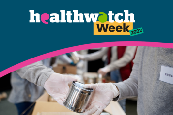 Healthwatch Week promotional image of people shaking hands
