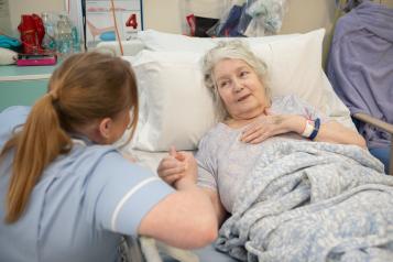 Member of the public in hospital ward setting 