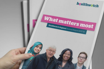 Healthwatch annual report front cover, titles 'What matters most'.