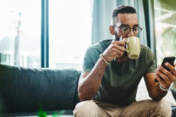 Man drinking coffee